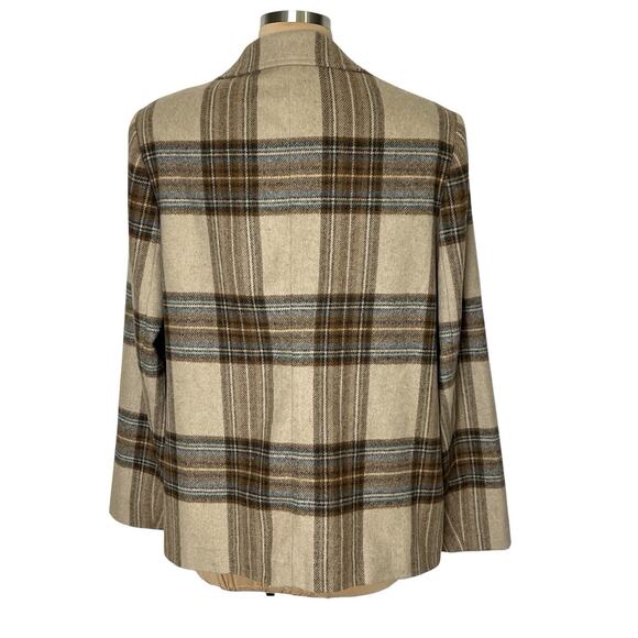 Evan Picone Blazer Jacket Women Size 12 Plaid Wool Blend Brown Career Casual Vtg - Picture 3 of 13